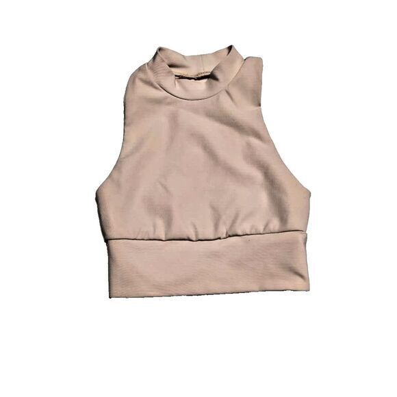 Kyodan Athletic XS Sports Bra Mock Neck Racer Back Ribbed Blush Pink Gym Workout - Picture 1 of 2